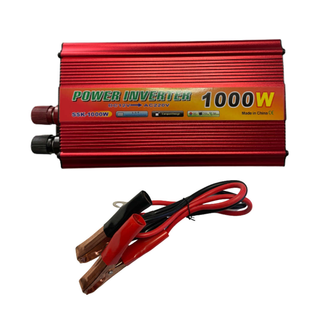 1000Watts 12Volts DC to AC Inverter - 1000W 12V - Can connect to Gel, Deep Cycle Batteries