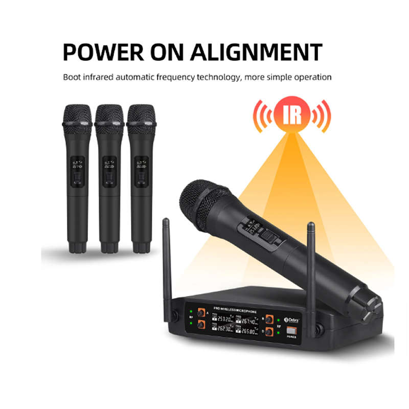 4 Channel Professional Handheld Dynamic UHF Wireless Vocal Microphone Set