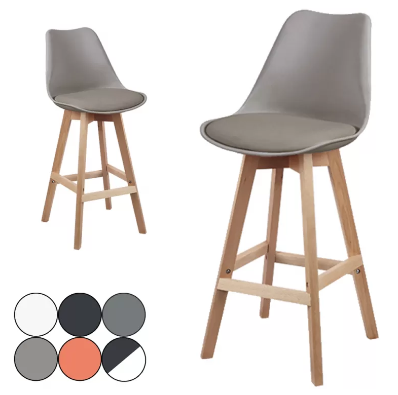Modern And Stylish Padded Bar Stool-2 Pack - Grey