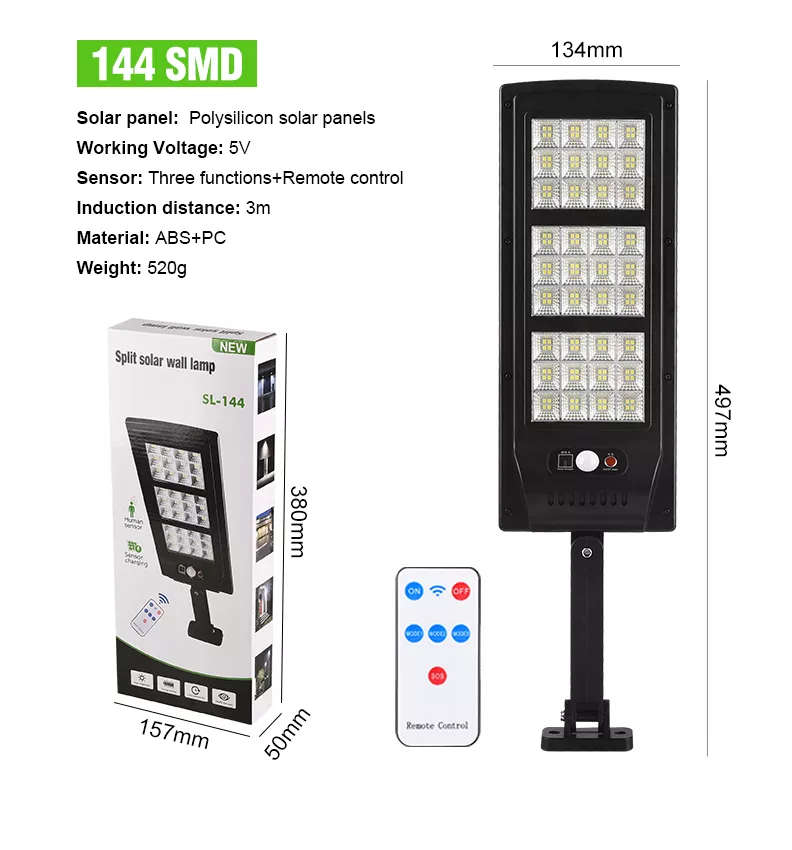 Motion Sensor Solar Powered Street Light Remote Control Street Lamp