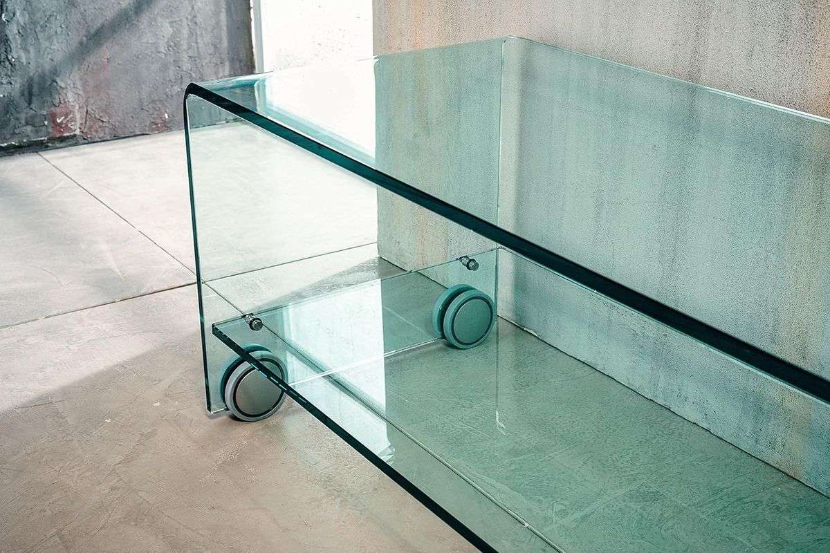 Modern Glass Coffee Table With Wheels