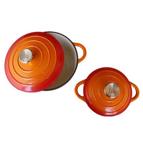 LMA 7 Piece Cast Iron Dutch Oven Cookware Set - Orange (PLEASE READ DESCRIPTION)