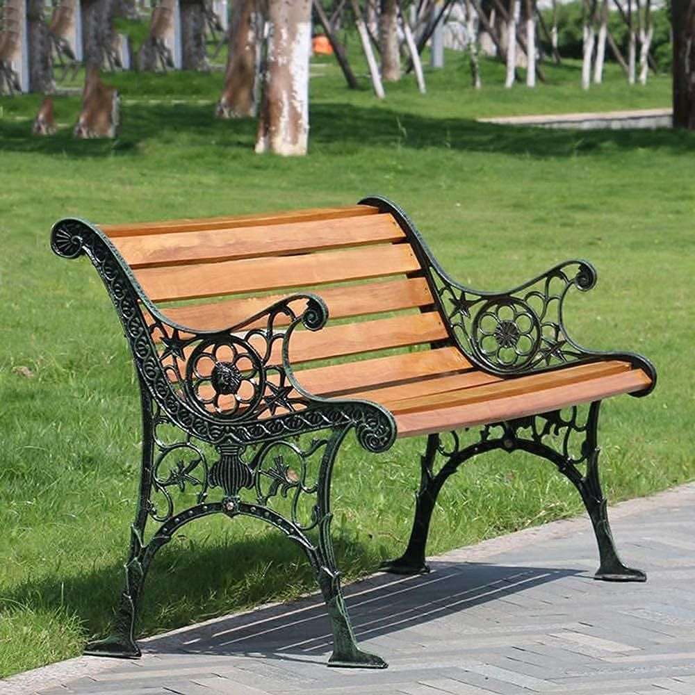 Modern Outdoor Bench with Cast Iron Finishes