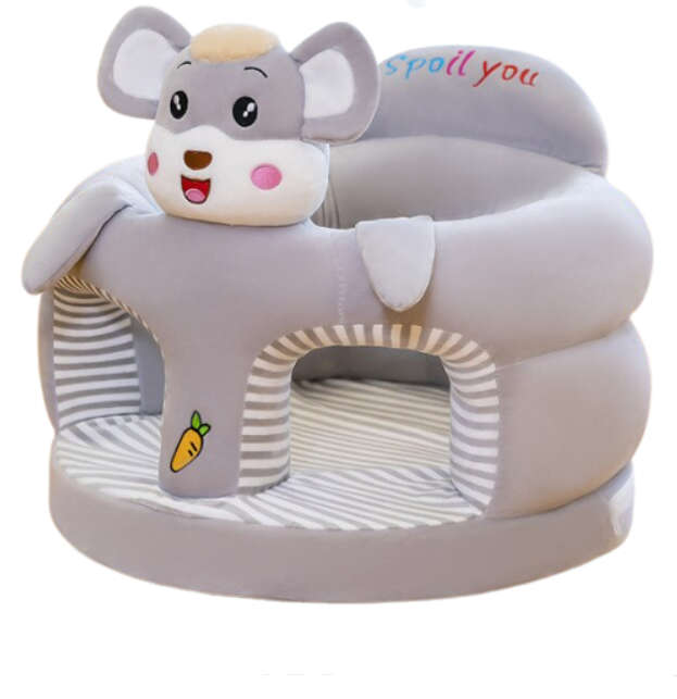 Baby Sofa Support Seat Cover Plush Chair Learning to Sit Comfortable - Grey
