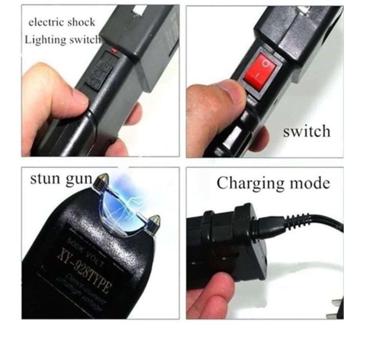 928 Type Self Defense Electric Shocker Flashlight with 1x110ml Pepper Spray