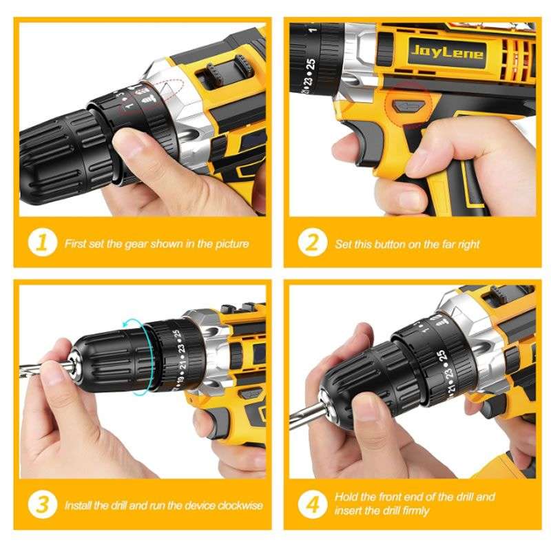 Cordless Electric Drill Set with 2 x 7500mAh Batteries