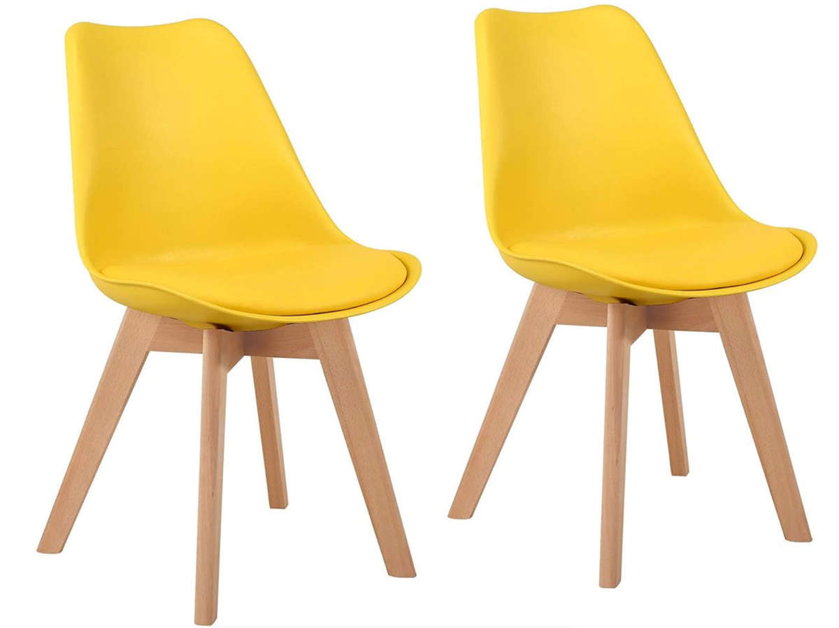 Modern Scandinavian Dining Chair - Yellow- 2 Pack