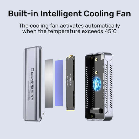 Unitek - SolidForce TurboCool USB4 40Gbps M.2 SSD and Enclosure Cooling Fan - Unitek - SolidForce...