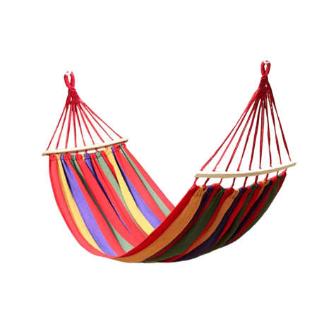 Single Person Hammock with Curved Wooden Bars & Storage Bag