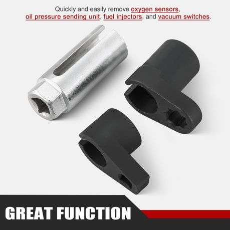 3pc O2 Sensor Socket Set 7/8"&22mm, Cr-V Steel, Automotive O2 Removal Tool