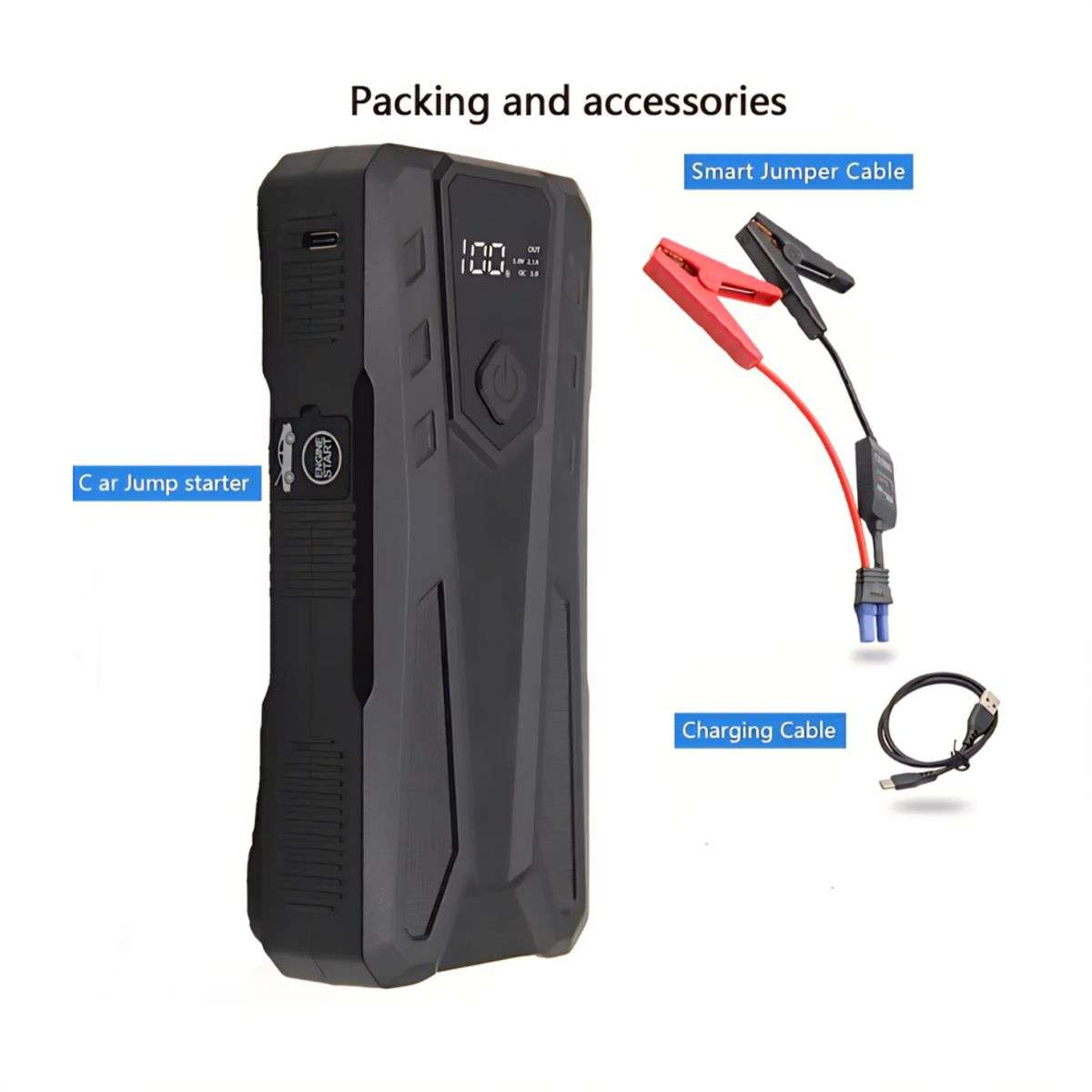 20000Mah 1000A Portable Jump Starter With 12V Air Pump, Carry Case & Gloves(PUMP SWITCH DEFECTIVE)