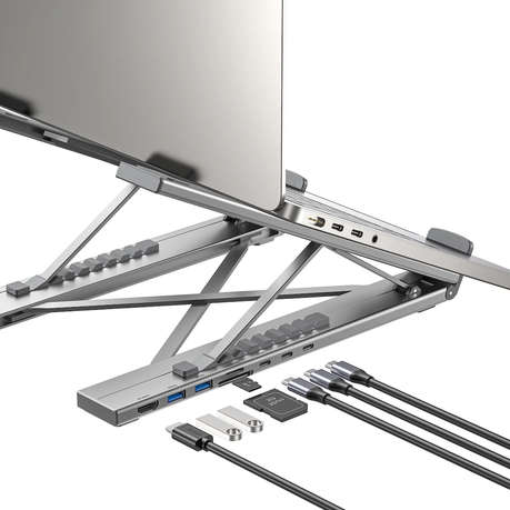 Unitek - USB-C Foldable Laptop Stand 7IN1 Replicator 100W Power Delivery - Unitek - USB-C Foldabl...