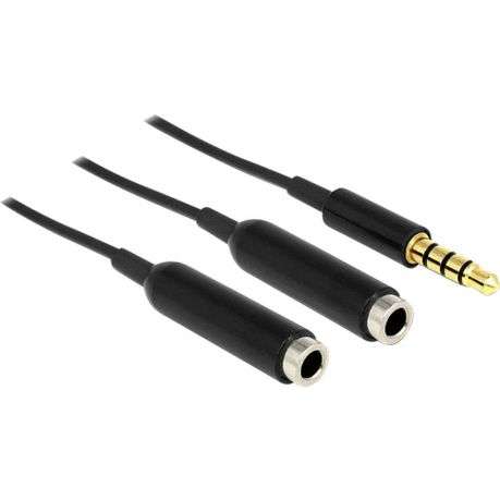 Delock - Audio Splitter Stereo Jack 3.5mm 4-Pin to 2x Stereo Jack 3.5mm Cable - Delock - Audio Sp...