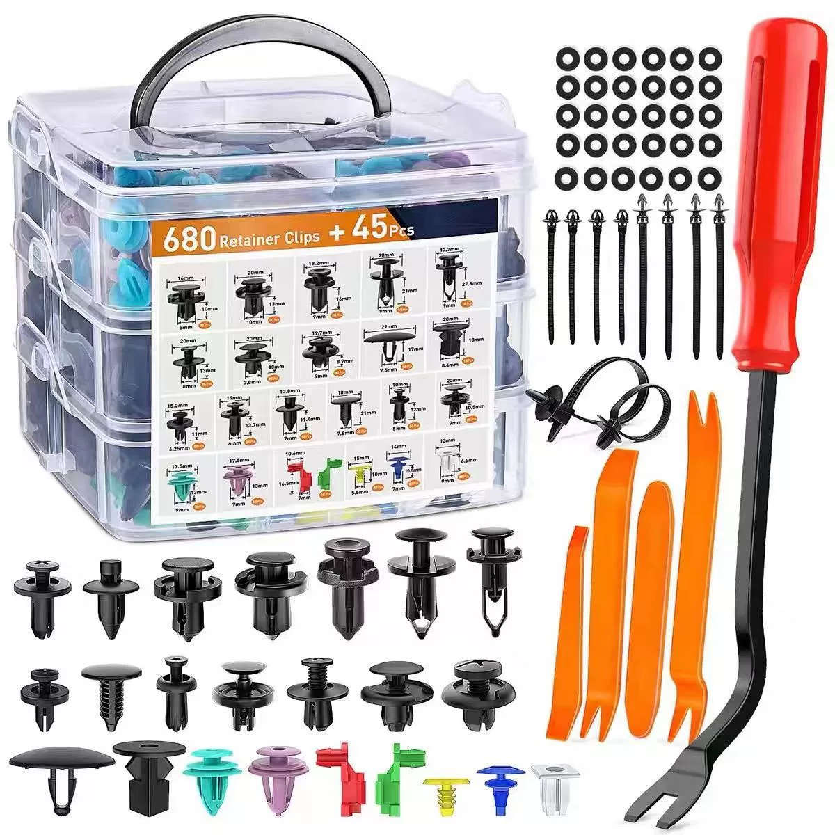 680 Pieces Auto Retainer Plastic Fastener Clips & Car Trim Removal Tool Kit