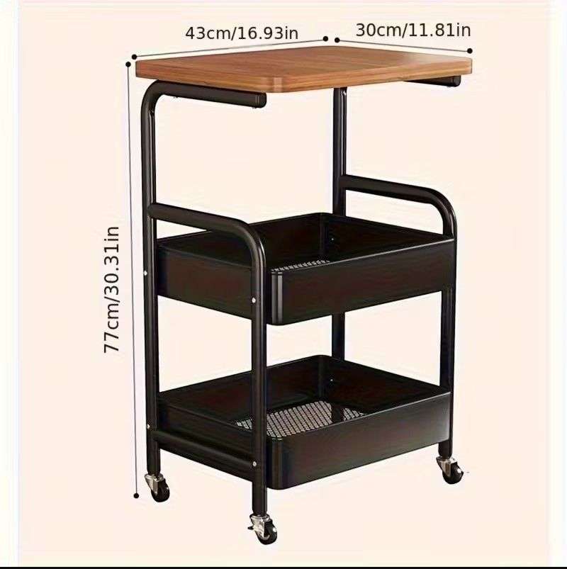 Nordic Moveable Double-Layer Side-Table Storage Trolley