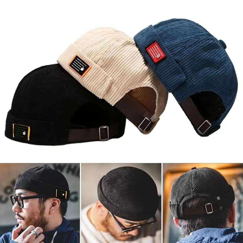 Corduroy Brimless Docker Cap/ Beanie Hat