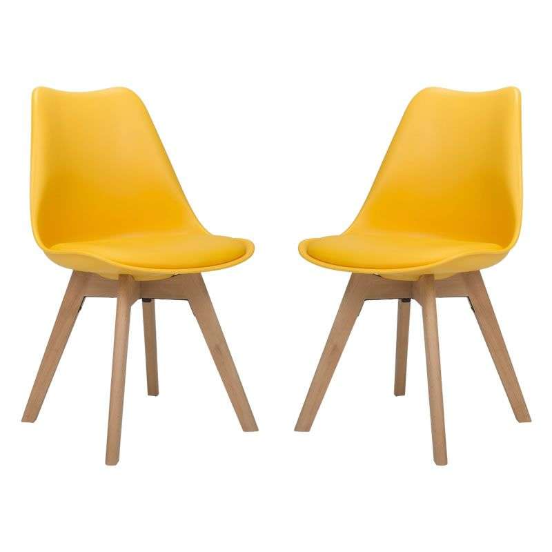 Modern Scandinavian Dining Chair - Yellow- 2 Pack