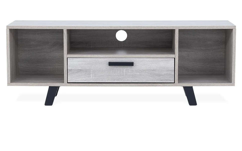 Modern TV Unit with Hinged Storage Door & Open Shelves - MDF Superwood -Napa