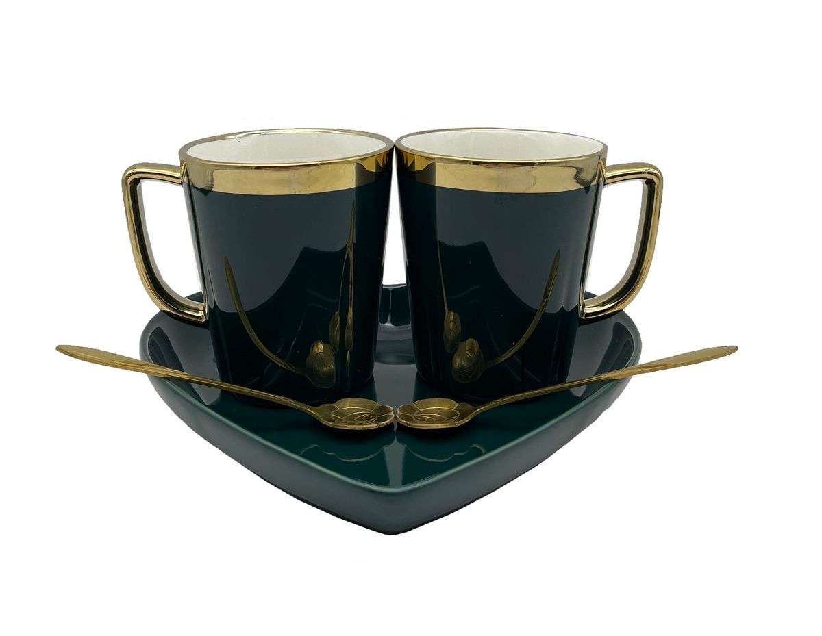 Elegant King 5-Piece Round Shape Tea and Coffee Mug Set - Emerald (Display Model)(No Plate)