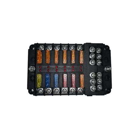 Fuse Box - 1 in and 12 out with Negative Bus and LED Indicator Vehicle Accessory