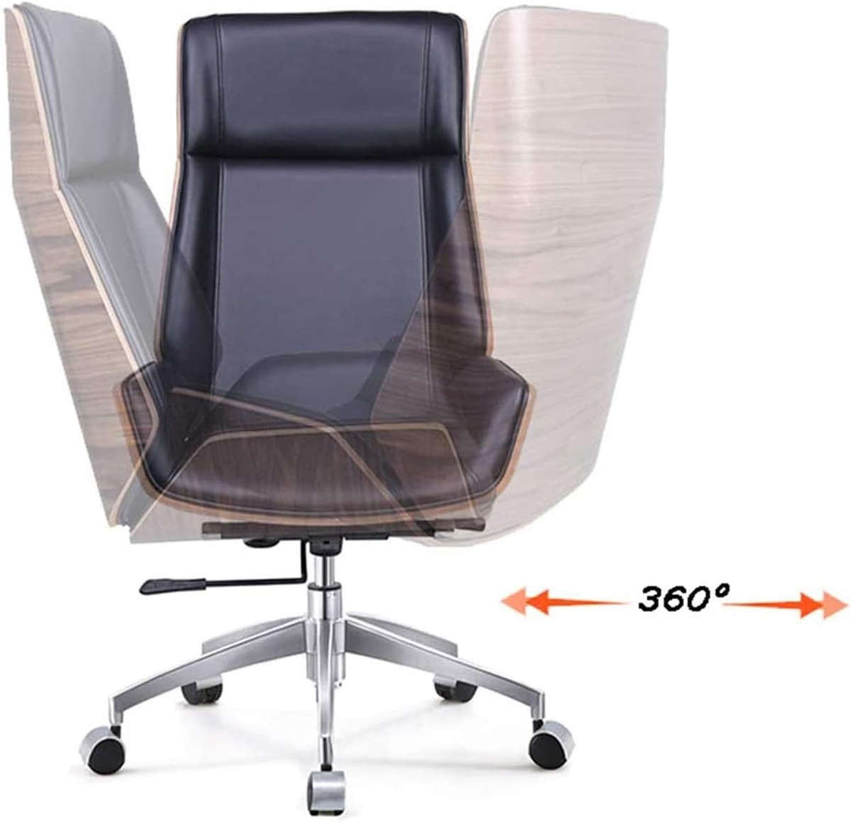Office Chairs - Executive Brown Wooden Base Microfiber Leather Top - Black Colour