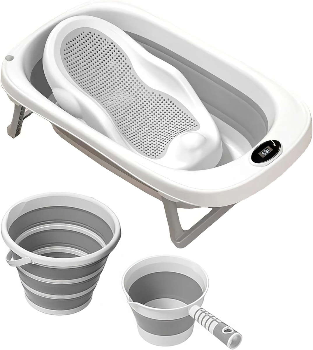 5 Piece New Born/Toddler Folding Bathtub Set