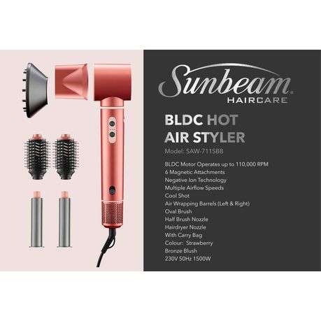 Multi-Function 2-in-1 Hair Dryer & Styler with Airflow Brush, Strawberry Bronze
