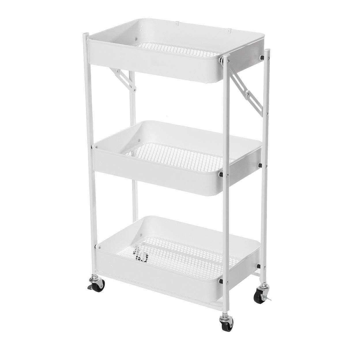 3 Layer Foldable Food Trolley Storage Cart Organizer