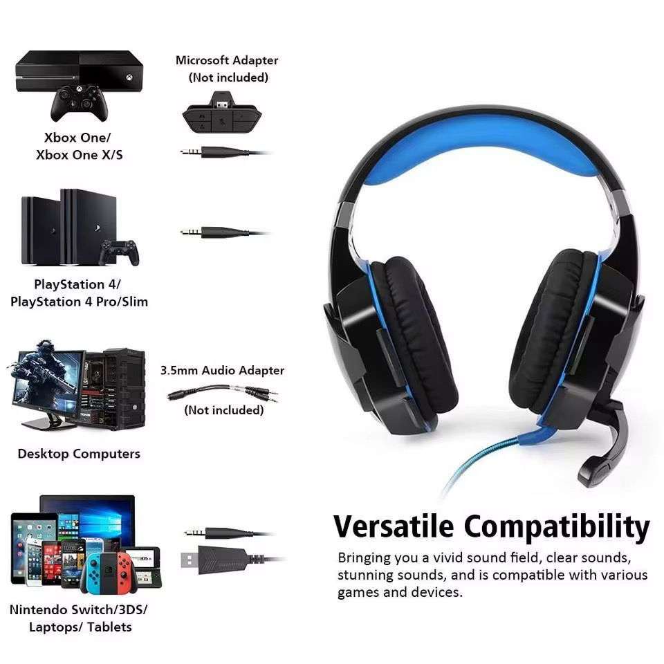 Gaming Headphones With Mic + LED Light- Noise Canceling Pro Headsets - (GC