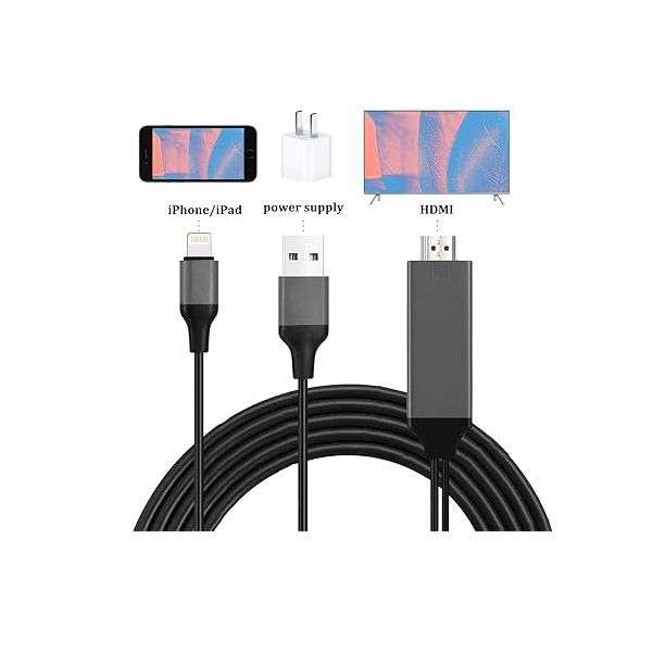 Lightning to HDMI Adapter Mirroring Cable for iPhone & iPad [1.8m]