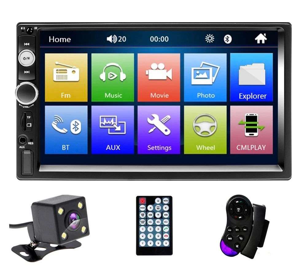7 Inch Double 2 DIN Car Stereo Radio MP5 Touch Screen Bluetooth FM USB + Rear Camera