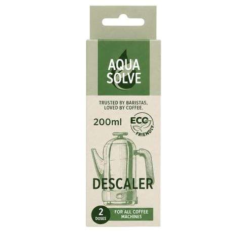 Aqua Solve - Coffee Machine Liquid Descaler (200ml/2 Doses) - Eco Friendly - Aqua Solve - Coffee ...