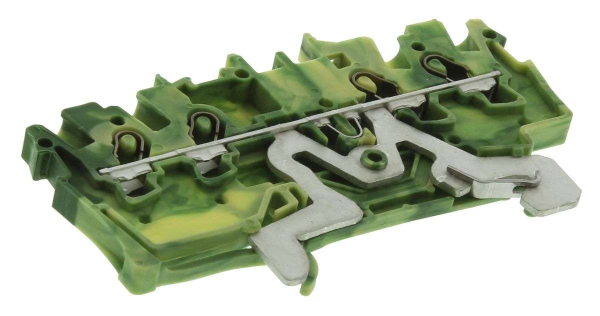 Wago (2001-1407) DIN Rail Mount Terminal Block, 4 Ways, 22 AWG, 14 AWG