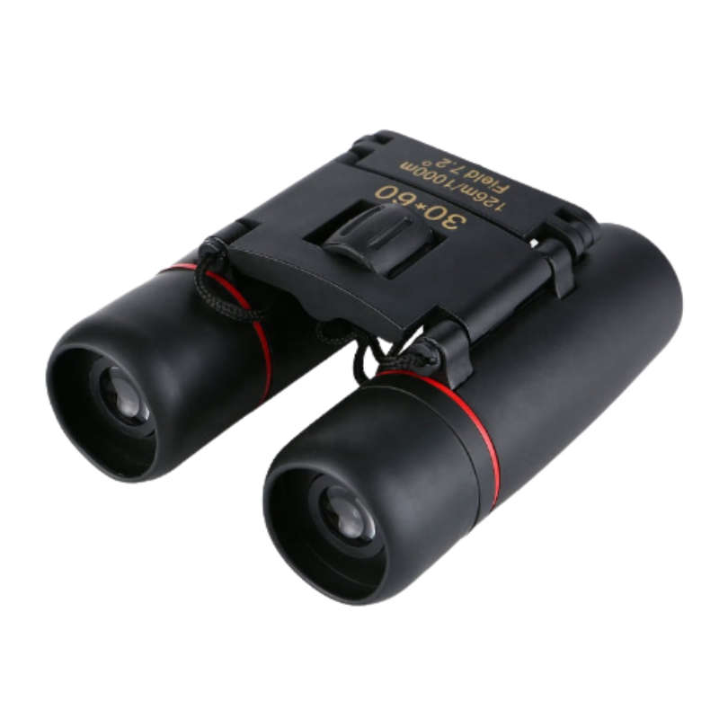 Compact 30x60 Binoculars, 10× Magnification, 126m/1000m Field View, 155g, Black