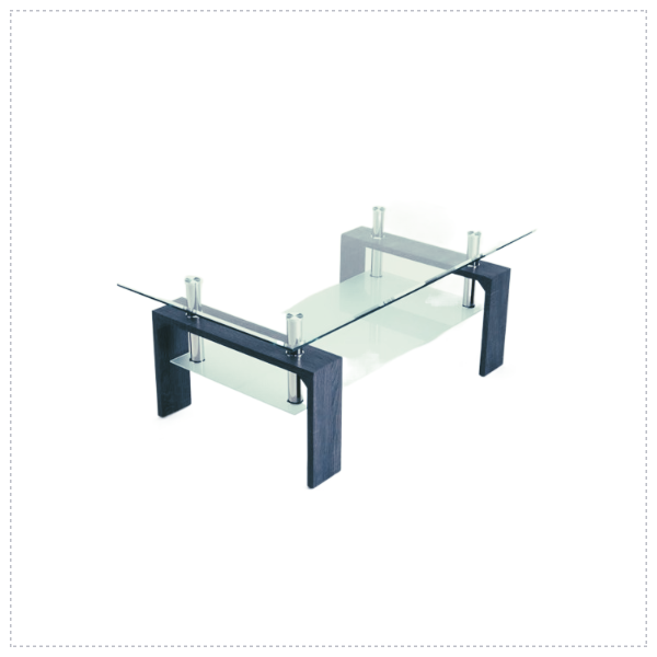 Coffee Table -Glass Rectangular Coffee Table - Grey Colour