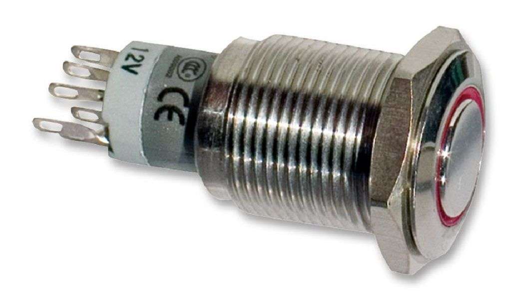 Bulgin Limited (MP0045/1D2RD012) Vandal Resistant Switch, 16.2 mm