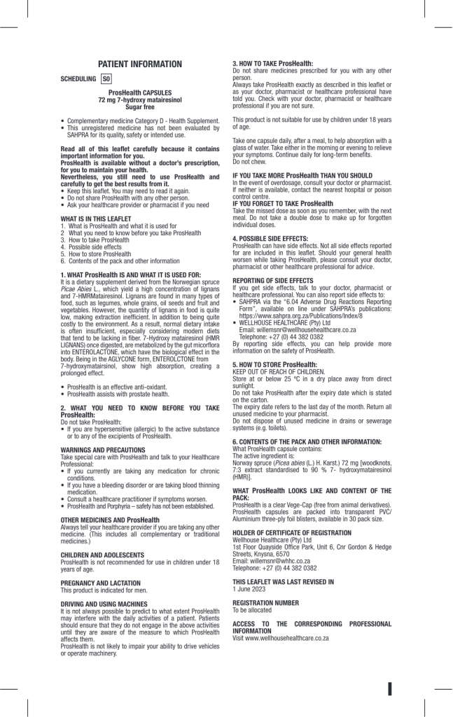 ProsHealth Prostate Health 7-HMRLignan Supplement - 30 Capsules