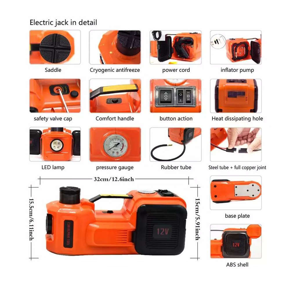 12V Electric Hydraulic Floor Jack Set with Impact Wrench