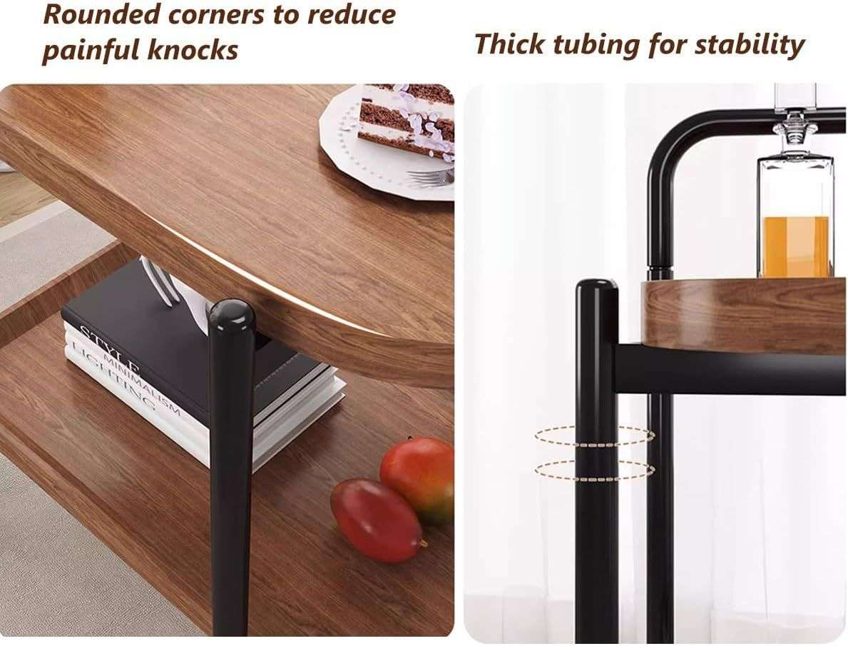 Movable Small Coffee Table 2 Layers Trolley End Table Teardop Shape