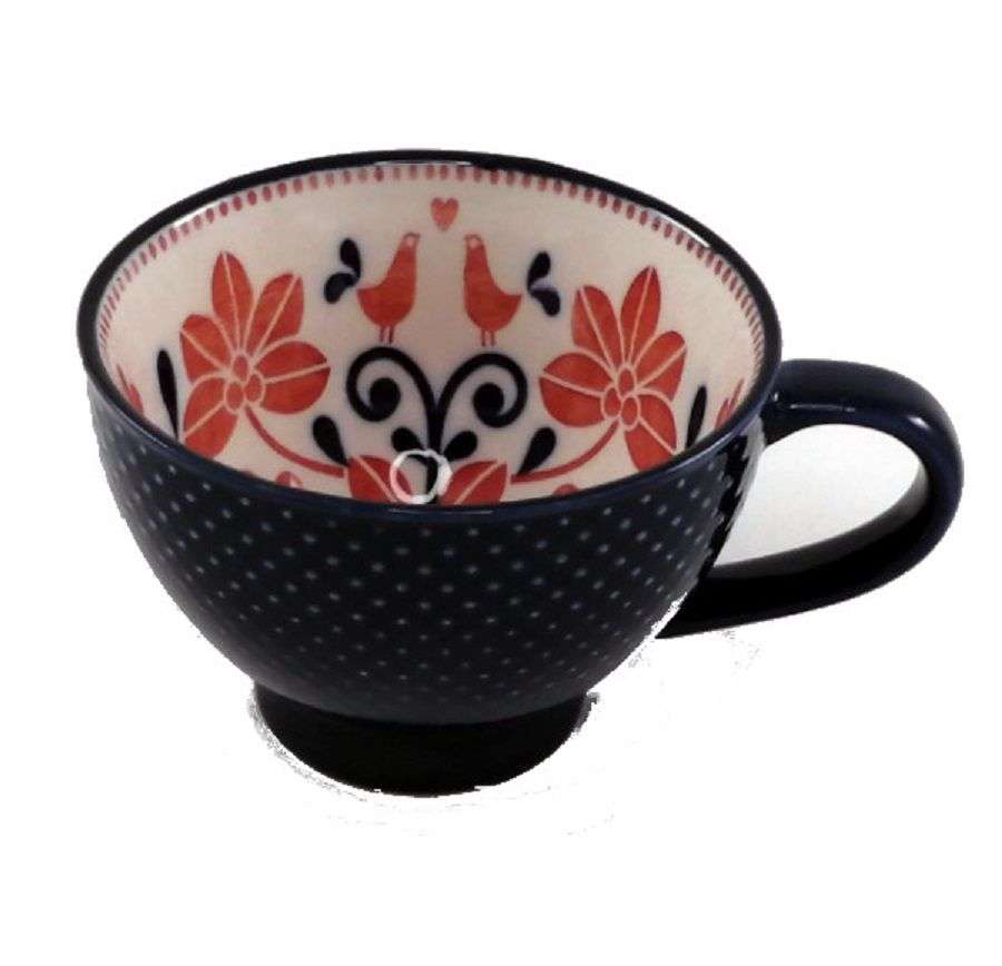 Porcelain Art Breakfast Mugs- Blue