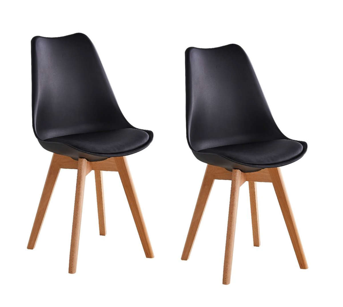 Modern Scandinavian Dining Chair - Black- 2 Pack