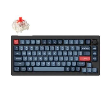 Keychron - V1 Max Qmk/Via Wireless Custom Mechanical Keyboard | Red Switches - Black - Keychron -...