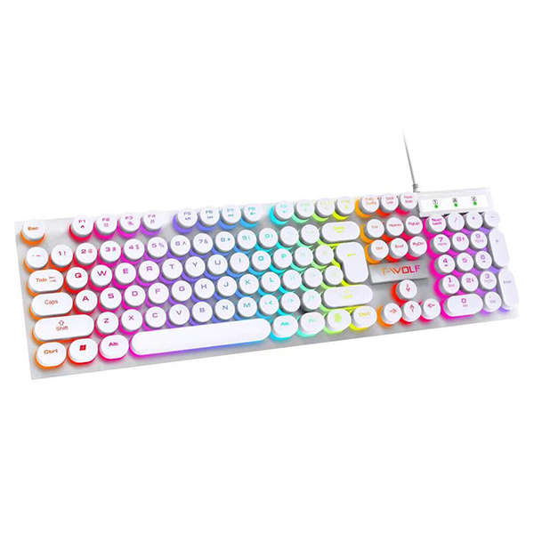 T-Wolf T80 Punk Retro Rainbow Gaming Keyboard