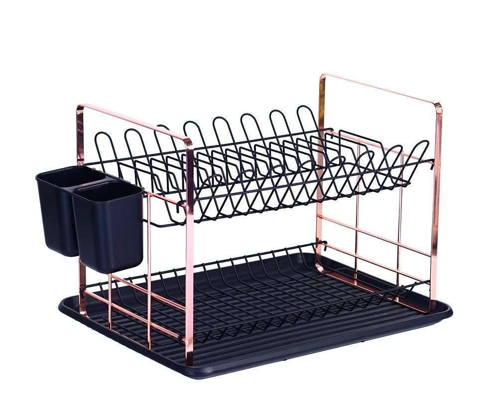 Berlinger Haus 48cm Stylish PP Dish Rack - Black Rose Collection (BROKEN TRAY)
