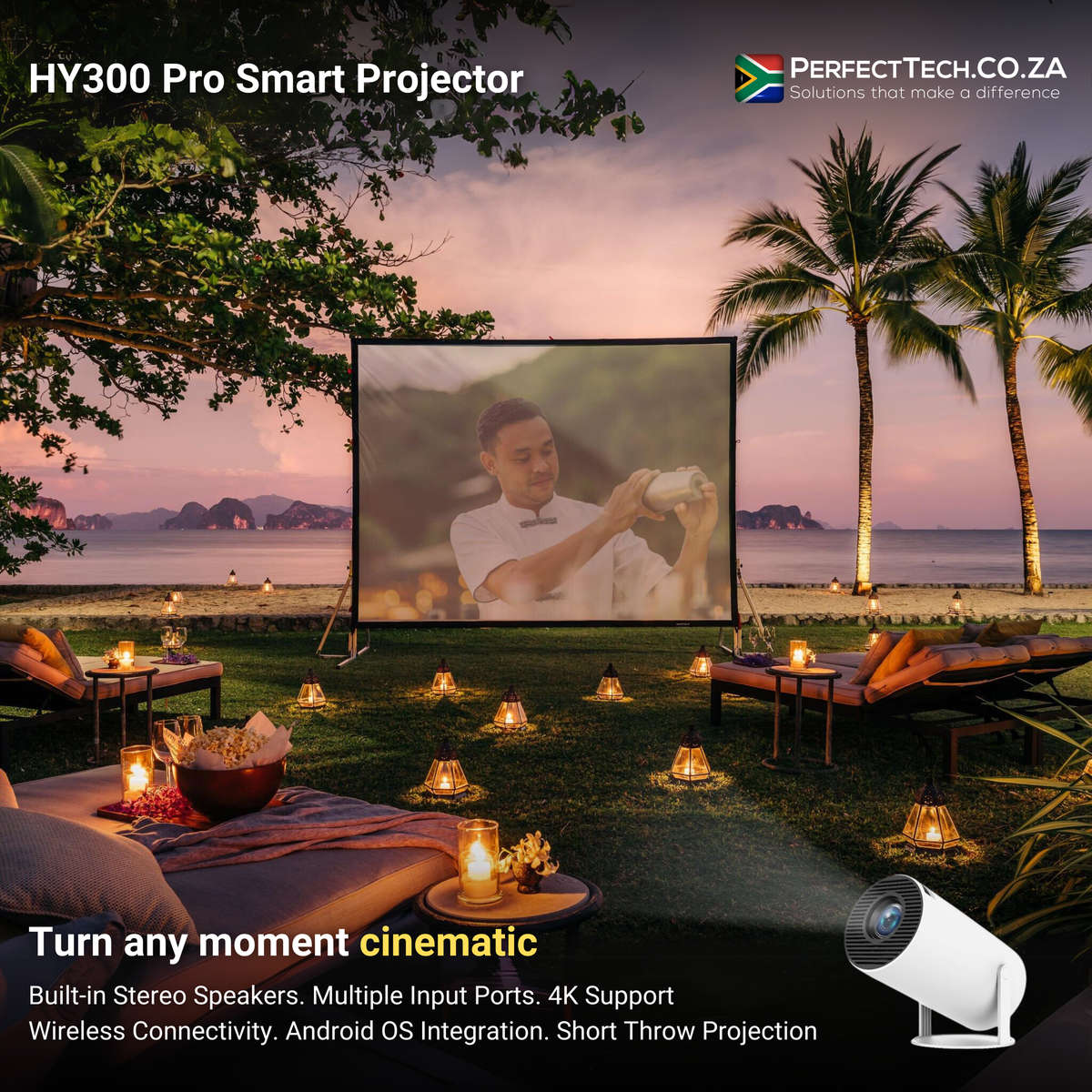 HY300 Pro 4K Supported Android Smart Short Throw Projector