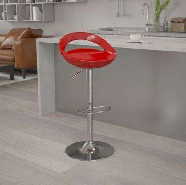 Barstool - Glossy Cutout Barstool with Gear Lift - Red