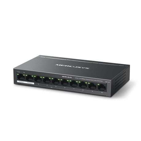 Mercusys - Tp-Link - Mercusys MS110P 10-Port 10/100Mbps Desktop Switch with 8-Port PoE+ - Mercusy...
