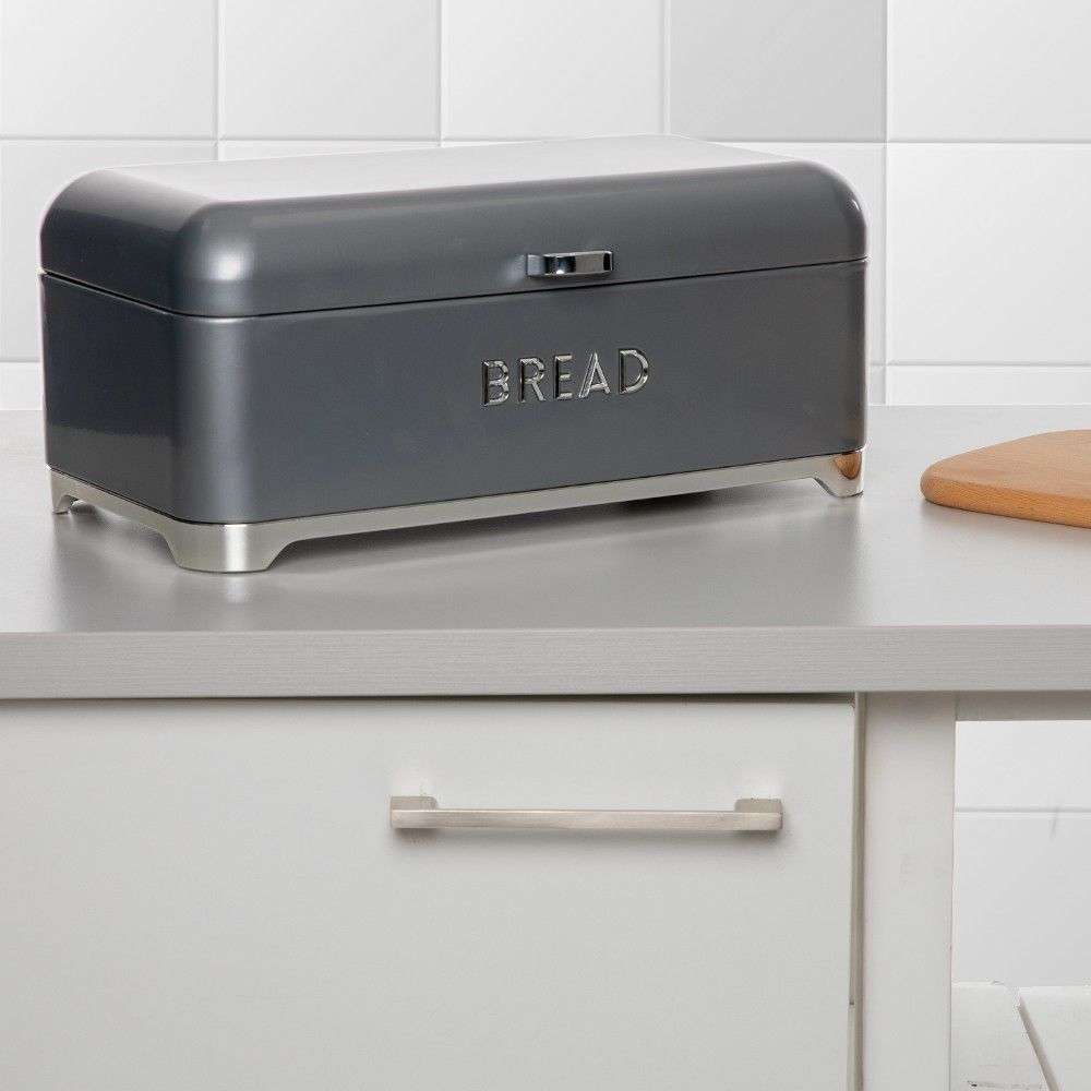 DH - Breadbin Retro Design with 3 Piece Matching Canister Set - Grey