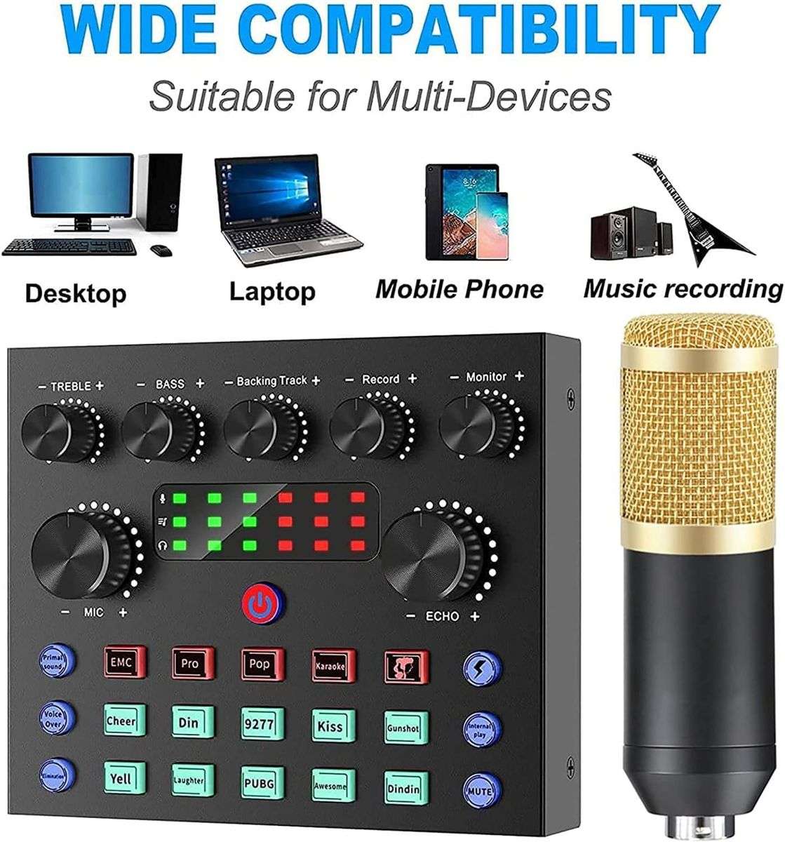 11 Piece All In One DJ Mixer & Studio Broadcast Microphone Set