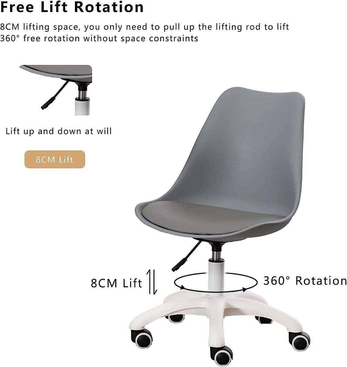 Modern Stylish Office Desk Chairs- 4 Pack - Grey